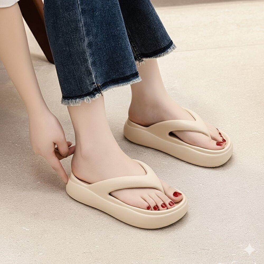 Women's height-enhancing flip-flops, beach vacation sandals.!!!sand color - Picture 4 of 4